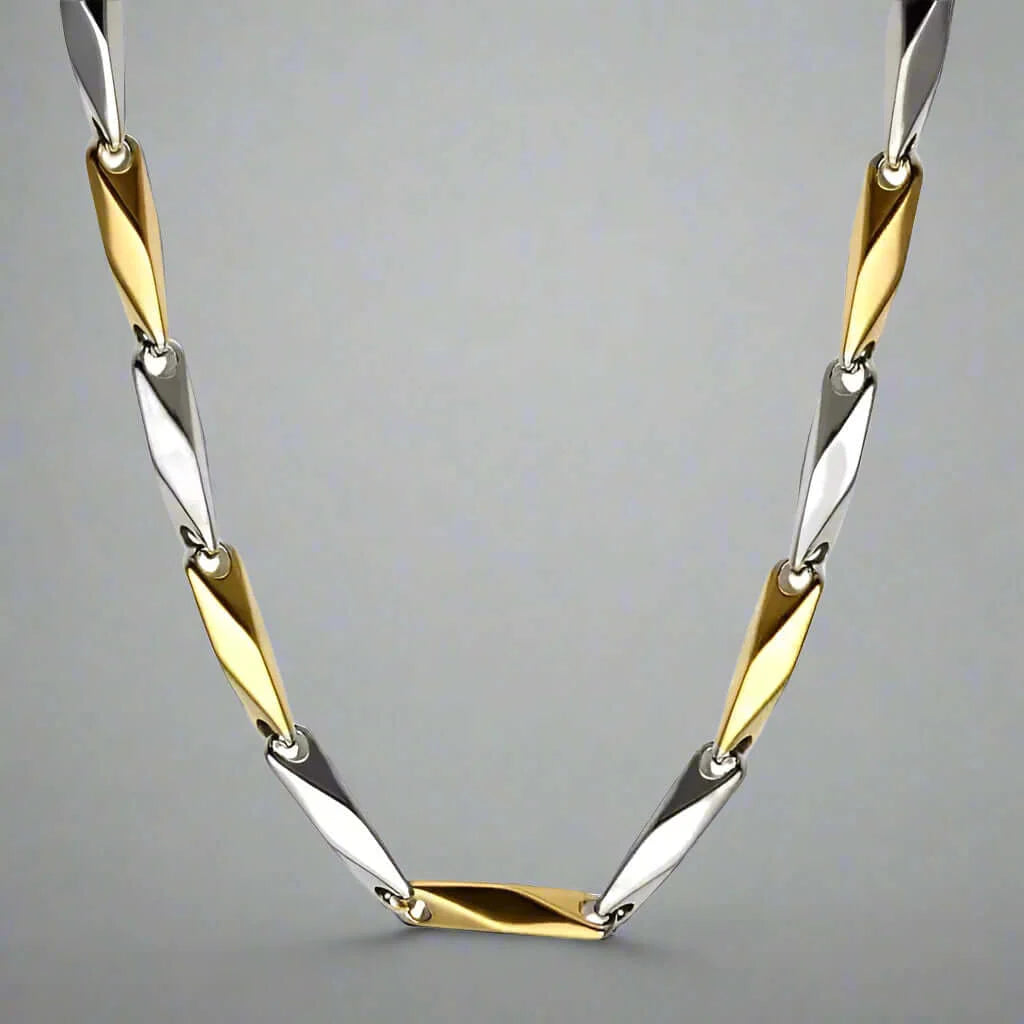 THE MEN THING Chain RICE CHAIN - Gold Silver Tone - Pure Stainless Steel 24inch - European Trending Style for Men & Boys