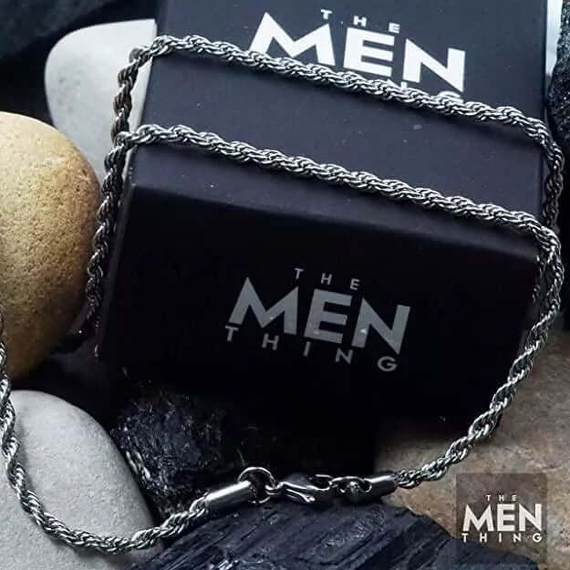 THE MEN THING Chain TWISTED ROPE - 3.5mm Chain Stainless Steel 24inch for Men & Boys