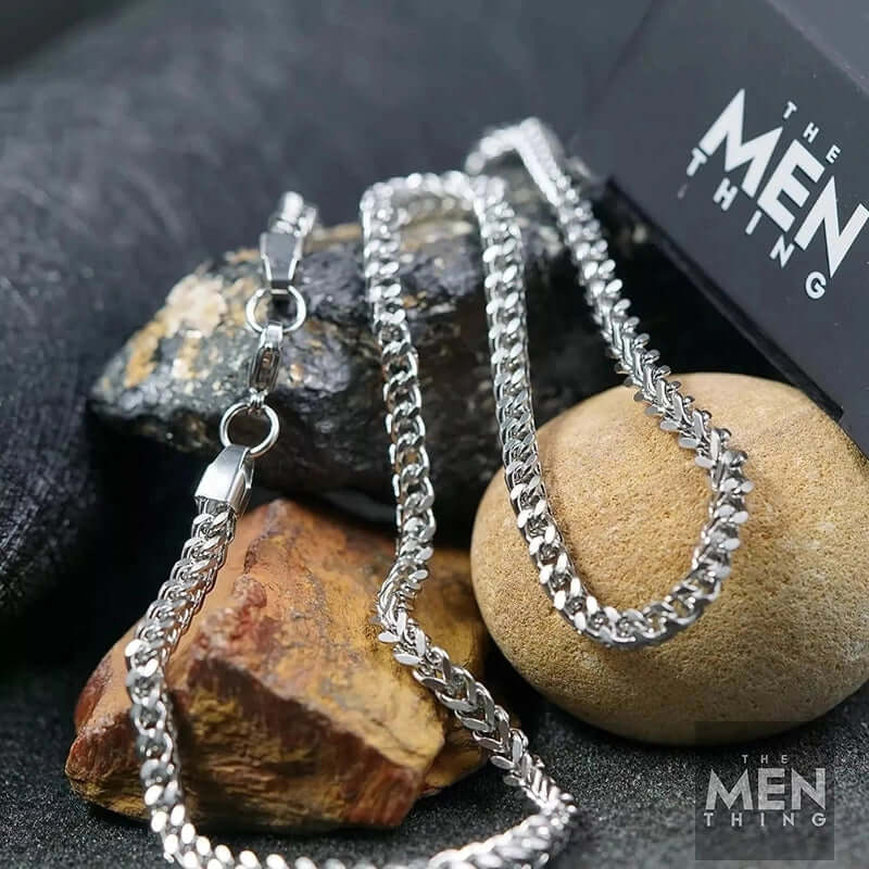 THE MEN THING Chain WHEAT CHAIN - 4mm Pure Stainless Steel Chain, 24inch for Men & Boys