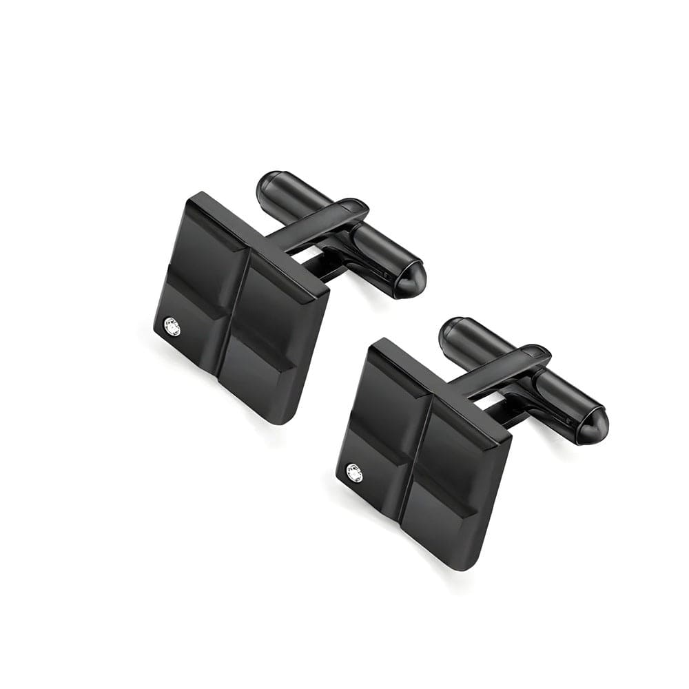 THE MEN THING Cufflinks GRID LUXE - Black Tone - Titanium Steel Cufflinks for Men and Boys