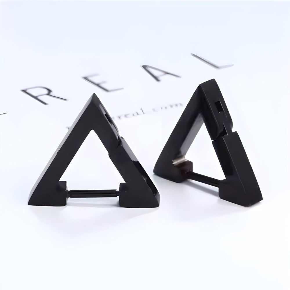 THE MEN THING Earring BLACK ATLAS - Pure Titanium Steel Hoop Earrings for Men & Boys (2pcs)