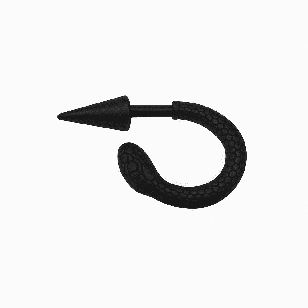 THE MEN THING Earring BLACK COBRA SPIRAL - 6mm Pure Titanium Steel Hoop Earrings for Men & Boys (2pcs)