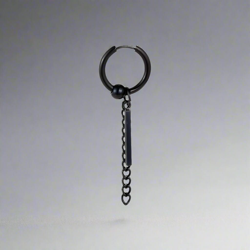 THE MEN THING Earring BLACK DROPCORE - 2.5mm Pure Titanium Steel Hoop Earrings for Men & Boys (2pcs)