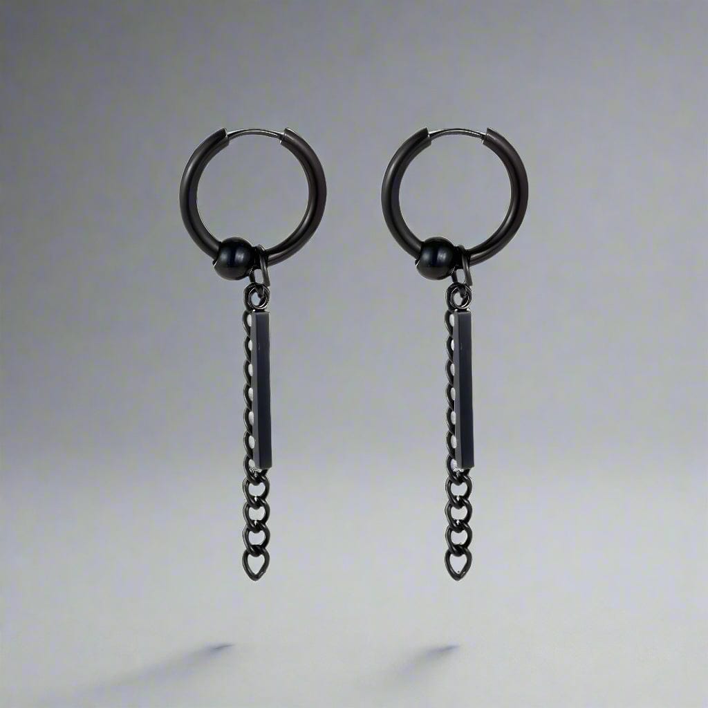 THE MEN THING Earring BLACK DROPCORE - 2.5mm Pure Titanium Steel Hoop Earrings for Men & Boys (2pcs)