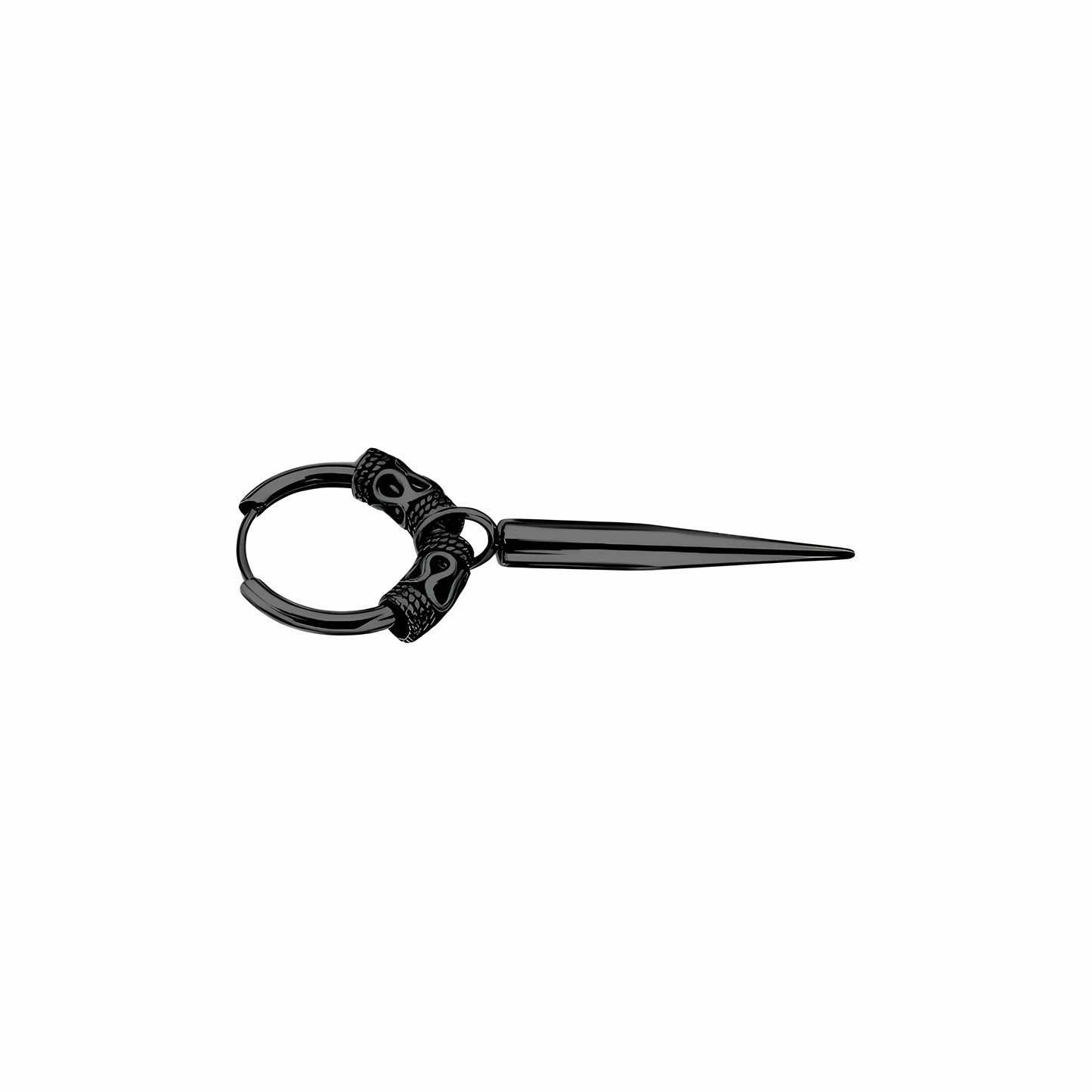 THE MEN THING Earring BLACK LOKI’S FANG - 14mm Pure Titanium Steel Hoop Earrings for Men & Boys (2pcs)