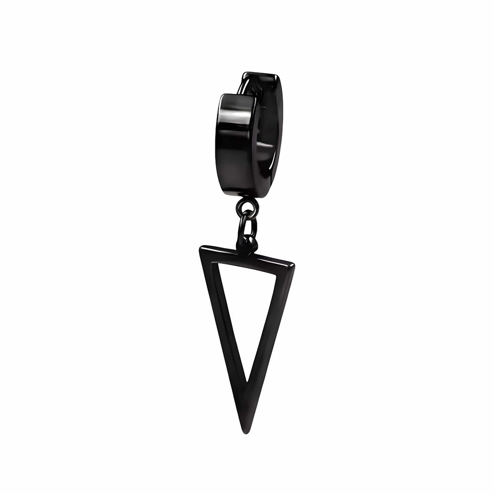 THE MEN THING Earring BLACK TRIAD EDGE - 4.9mm Pure Titanium Steel Hoop Earrings for Men & Boys (2pcs)