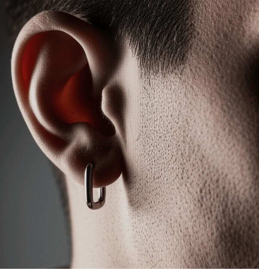 THE MEN THING Earring BOXED LINK - 10mm Pure Titanium Steel Hoop Earrings for Men & Boys (2pcs)