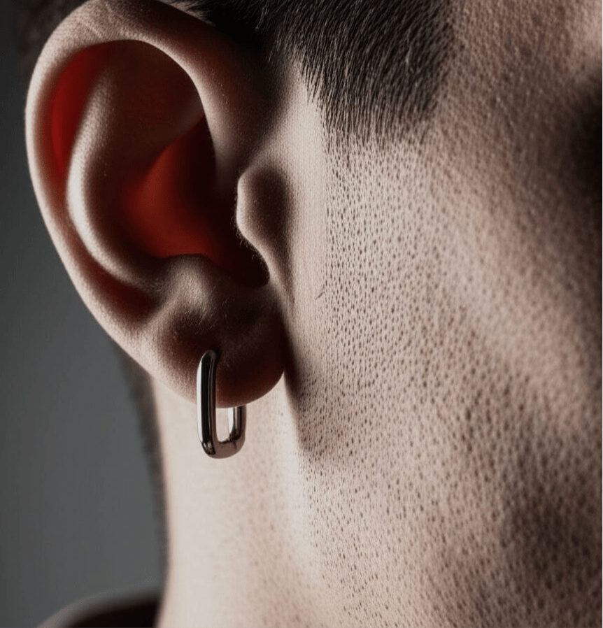 THE MEN THING Earring BOXED LINK - 10mm Pure Titanium Steel Hoop Earrings for Men & Boys (2pcs)