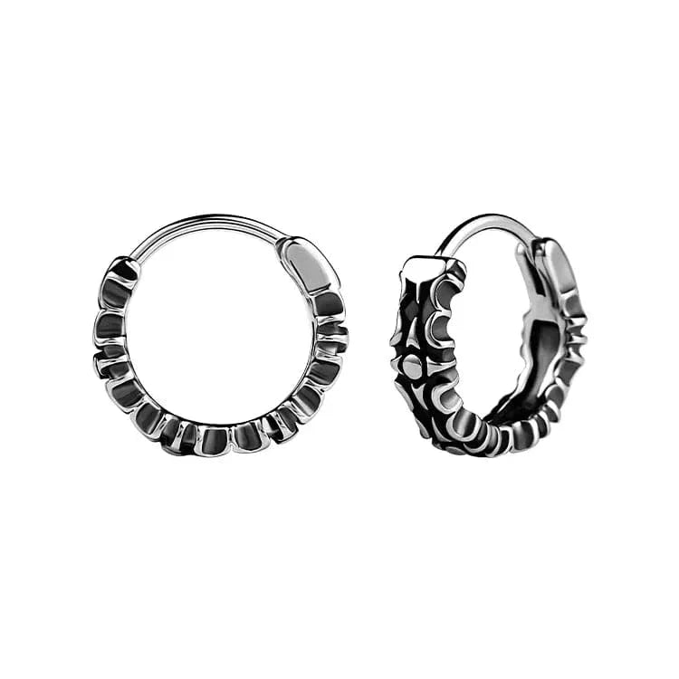 THE MEN THING Earring CELESTIAL TRIBAL - Titanium Steel Hoop Earrings for Men & Boys (2pcs)