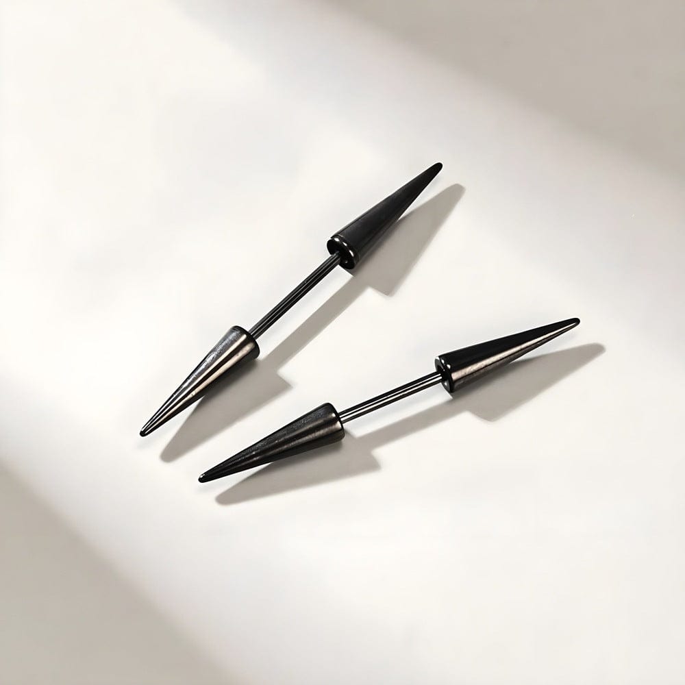 THE MEN THING Earring CYBER CONE BLACK - 3mm Pure Titanium Steel Arrow Stud Earrings for Men & Boys (2pcs)