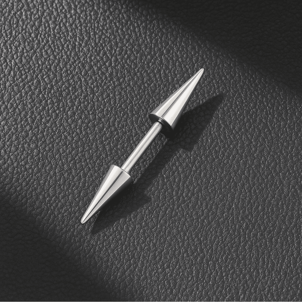 THE MEN THING Earring CYBER CONE SILVER - 3mm Pure Titanium Steel Arrow Stud Earrings for Men & Boys (2pcs)
