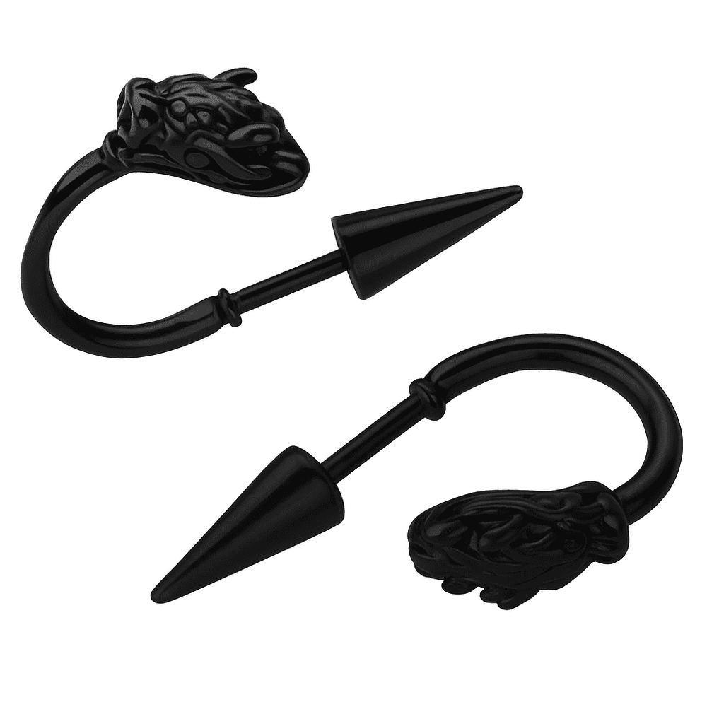 THE MEN THING Earring DRAKO BLACK - Pure Titanium Steel Arrow Stud Earrings for Men & Boys (2pcs)