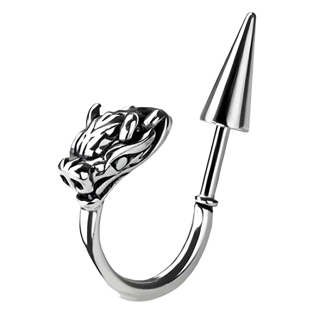 THE MEN THING Earring DRAKO SILVER - Pure Titanium Steel Arrow Stud Earrings for Men & Boys (2pcs)