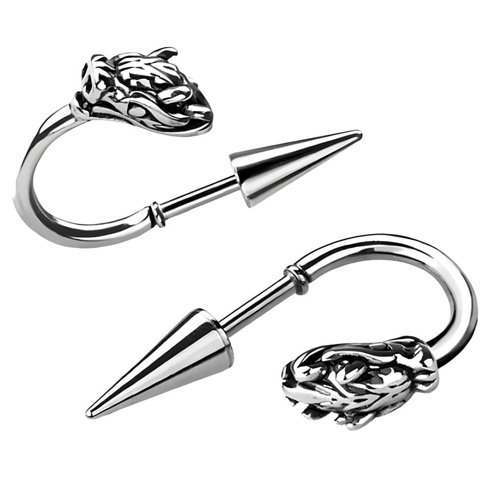 THE MEN THING Earring DRAKO SILVER - Pure Titanium Steel Arrow Stud Earrings for Men & Boys (2pcs)