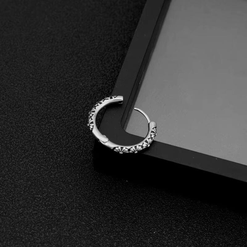 THE MEN THING Earring FLEUR BLOSSOM - 10mm Pure Titanium Steel Hoop Earrings for Men & Boys (2pcs)