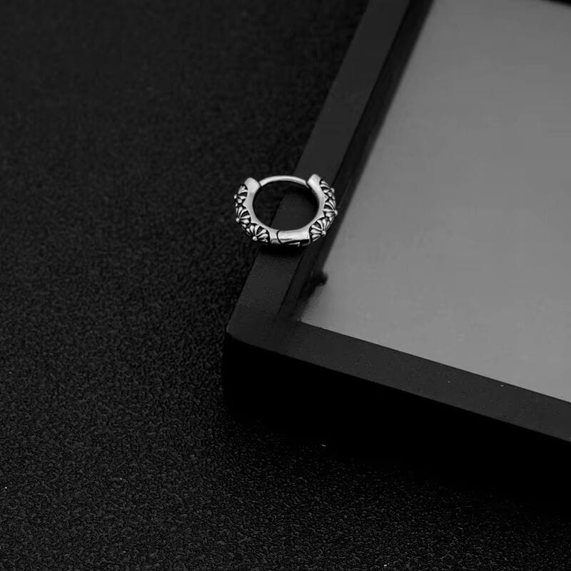 THE MEN THING Earring FLEUR BLOSSOM - 10mm Pure Titanium Steel Hoop Earrings for Men & Boys (2pcs)