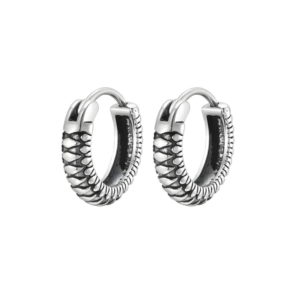 THE MEN THING Earring GRIM COIL - Pure Titanium Steel Hoop Earrings for Men & Boys (2pcs)