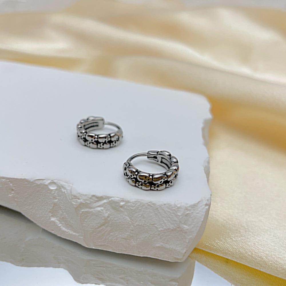 THE MEN THING Earring HALO SKULL - Titanium Steel Hoop Earrings for Men & Boys (2 Pcs)