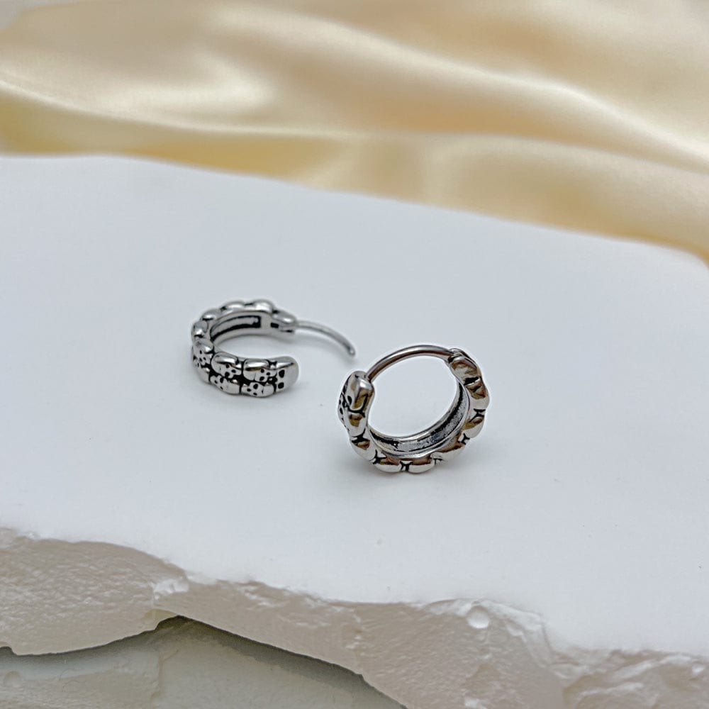 THE MEN THING Earring HALO SKULL - Titanium Steel Hoop Earrings for Men & Boys (2 Pcs)