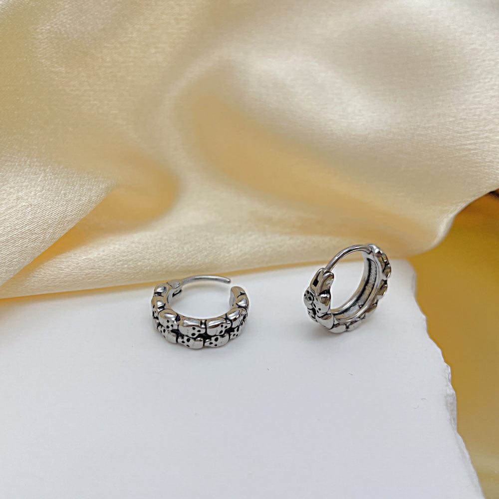 THE MEN THING Earring HALO SKULL - Titanium Steel Hoop Earrings for Men & Boys (2 Pcs)