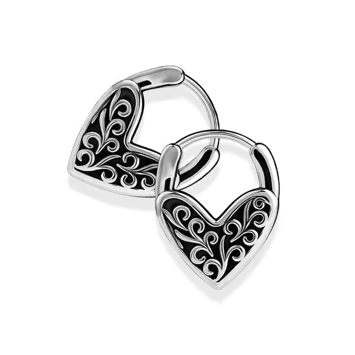 THE MEN THING Earring HEART LOCKS - 10mm Pure Titanium Steel Hoop Earrings for Men & Boys (2pcs)