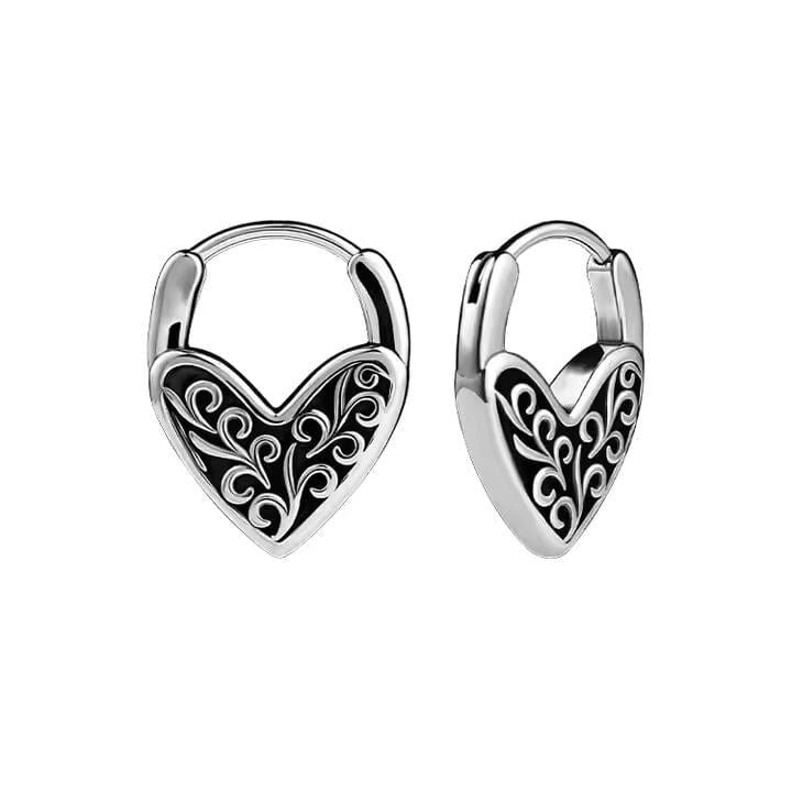 THE MEN THING Earring HEART LOCKS - 10mm Pure Titanium Steel Hoop Earrings for Men & Boys (2pcs)