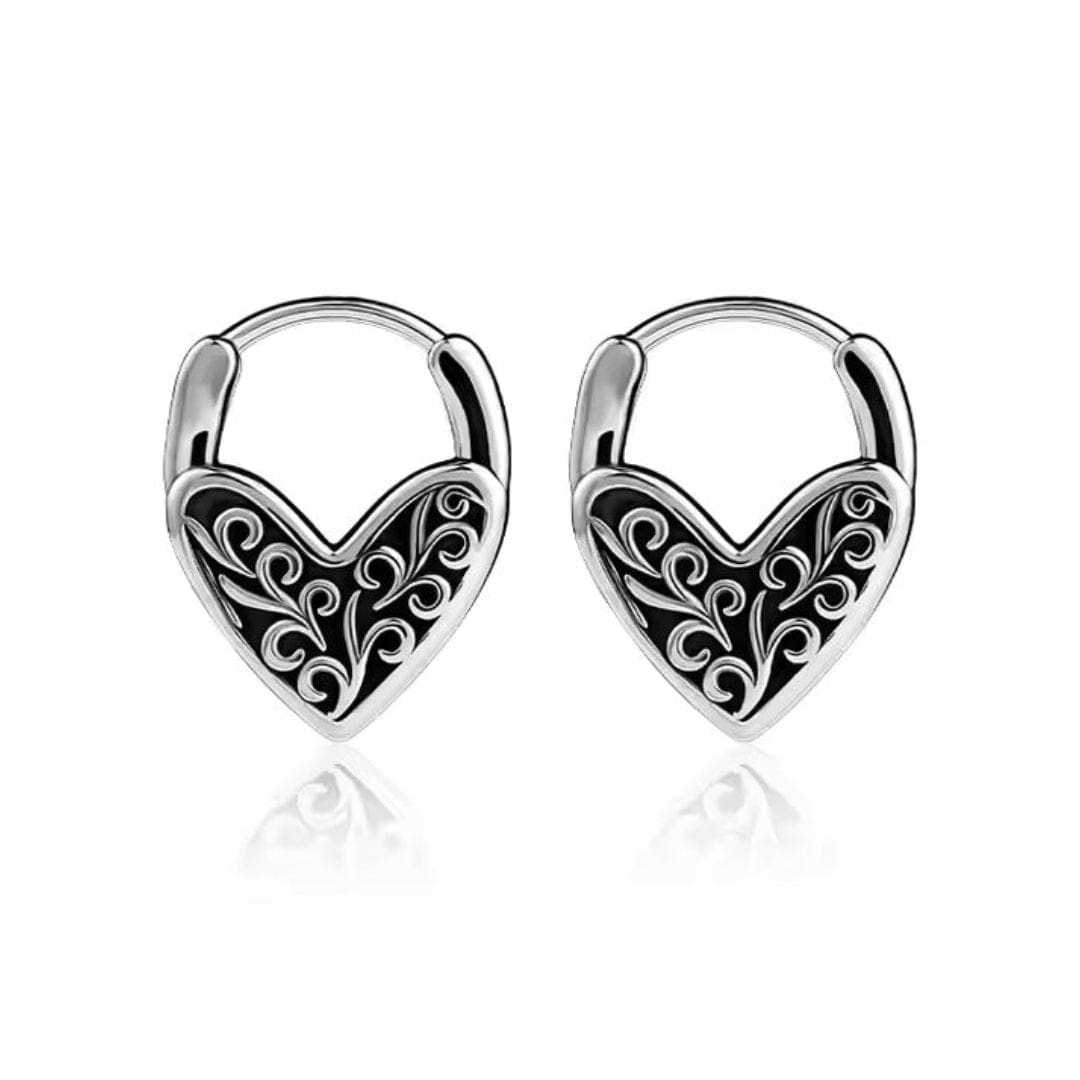 THE MEN THING Earring HEART LOCKS - 10mm Pure Titanium Steel Hoop Earrings for Men & Boys (2pcs)