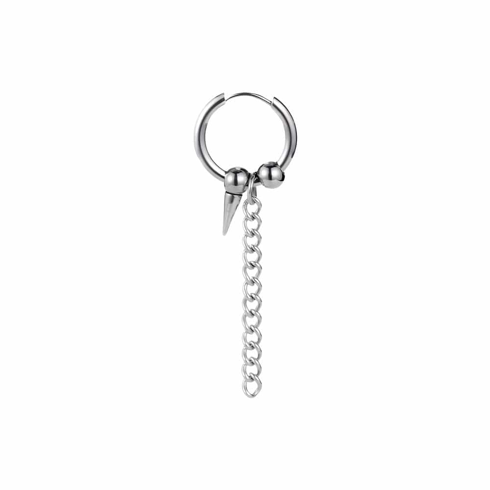 THE MEN THING Earring HEX SPIKE SILVER - Pure Titanium Steel Hoop Earrings for Men & Boys (2pcs)