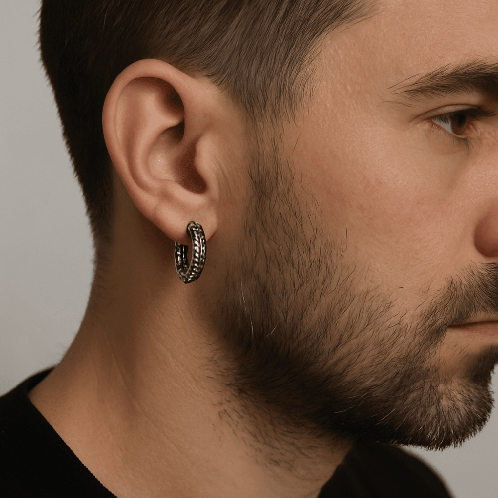 THE MEN THING Earring INFERNO COIL - 10mm Pure Titanium Steel Hoop Earrings for Men & Boys (2pcs)