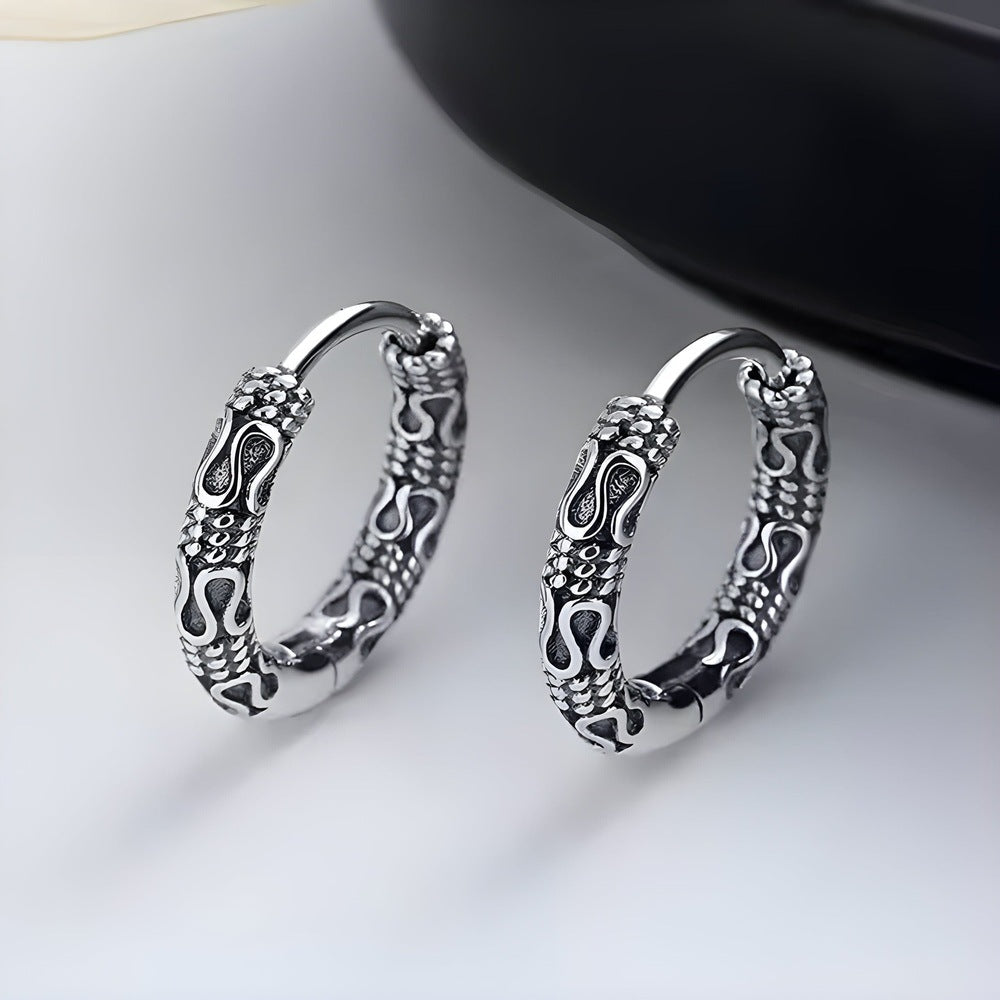 THE MEN THING Earring INFERNO COIL - 10mm Pure Titanium Steel Hoop Earrings for Men & Boys (2pcs)