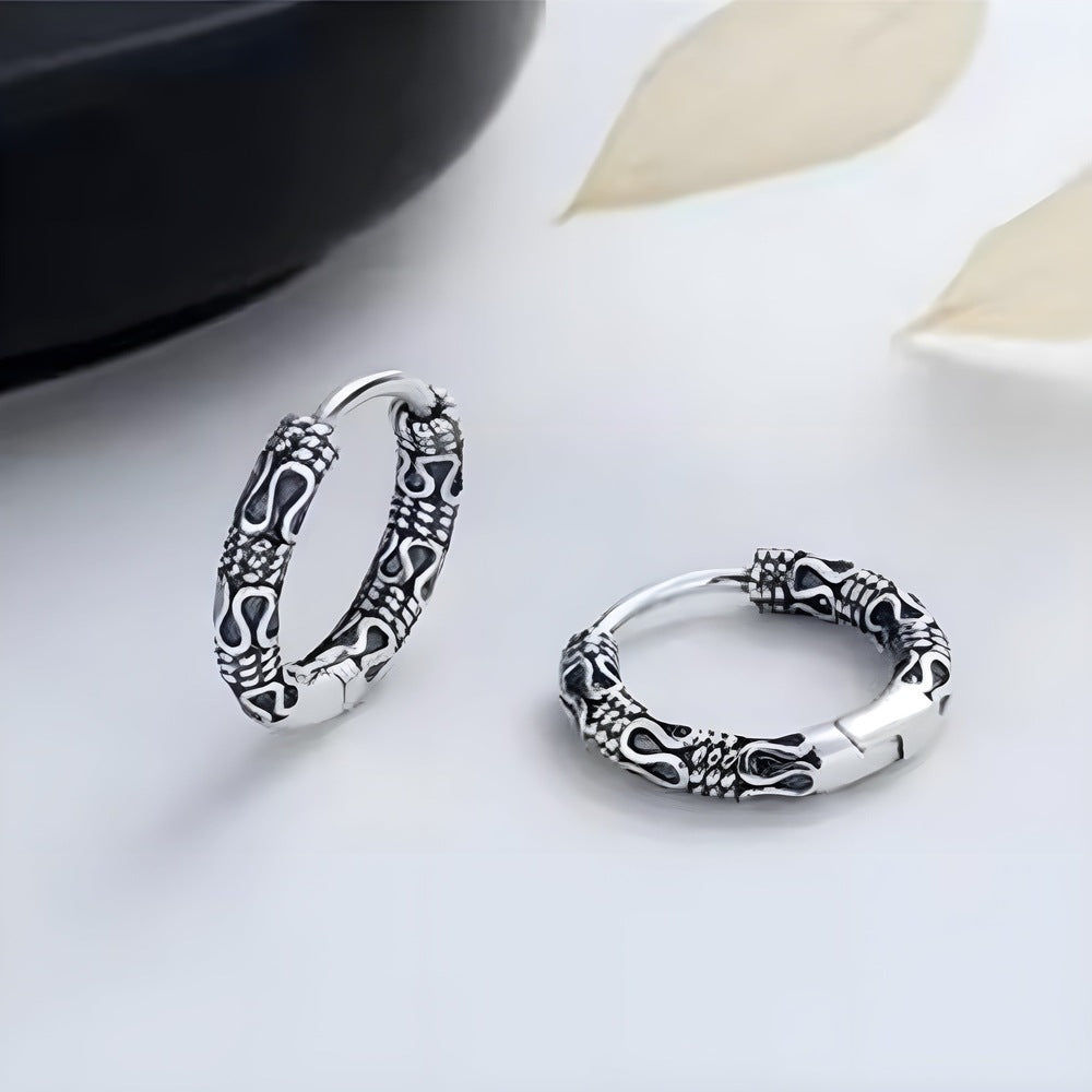 THE MEN THING Earring INFERNO COIL - 10mm Pure Titanium Steel Hoop Earrings for Men & Boys (2pcs)
