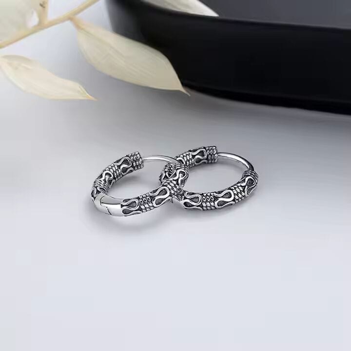 THE MEN THING Earring INFERNO COIL - 10mm Pure Titanium Steel Hoop Earrings for Men & Boys (2pcs)