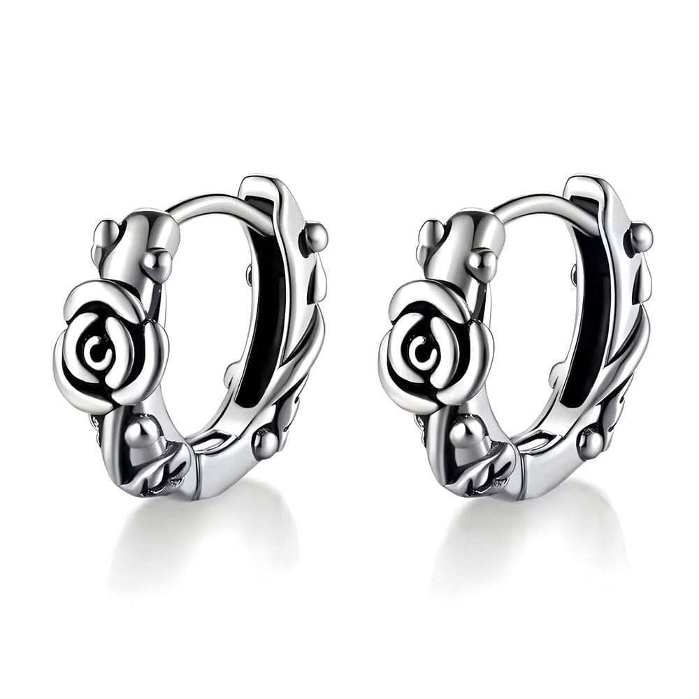 THE MEN THING Earring IRONROSE CRESTS - 10mm Pure Titanium Steel Hoop Earrings for Men & Boys (2pcs)