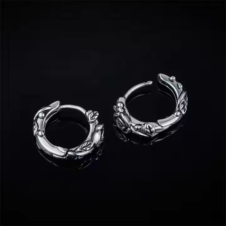 THE MEN THING Earring IRONROSE CRESTS - 10mm Pure Titanium Steel Hoop Earrings for Men & Boys (2pcs)