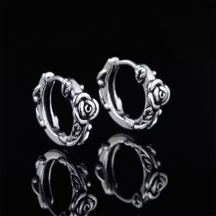 THE MEN THING Earring IRONROSE CRESTS - 10mm Pure Titanium Steel Hoop Earrings for Men & Boys (2pcs)