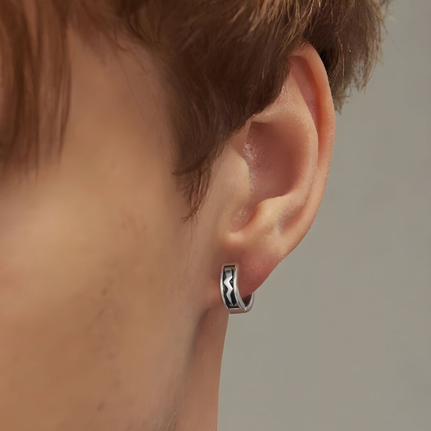 THE MEN THING Earring KRATOS - 10mm Pure Titanium Steel Hoop Earrings for Men & Boys (2pcs)