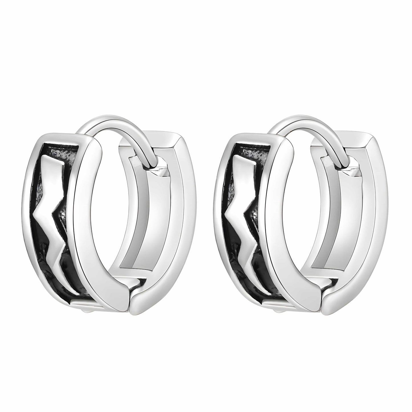 THE MEN THING Earring KRATOS - 10mm Pure Titanium Steel Hoop Earrings for Men & Boys (2pcs)