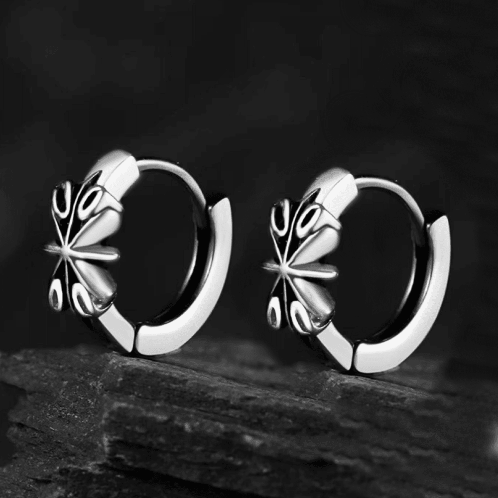 THE MEN THING Earring LOTUS - Titanium Steel Hoop Earrings for Men & Boys (2pcs)
