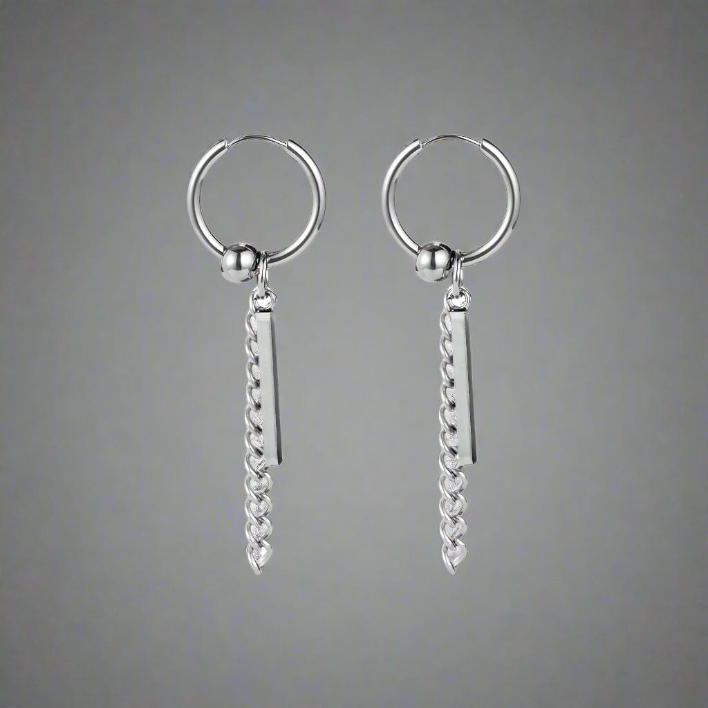 THE MEN THING Earring SILVER DROPCORE - 2.5mm Pure Titanium Steel Hoop Earrings for Men & Boys (2pcs)