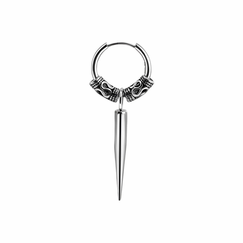THE MEN THING Earring SILVER LOKI’S FANG - 14mm Pure Titanium Steel Hoop Earrings for Men & Boys (2pcs)