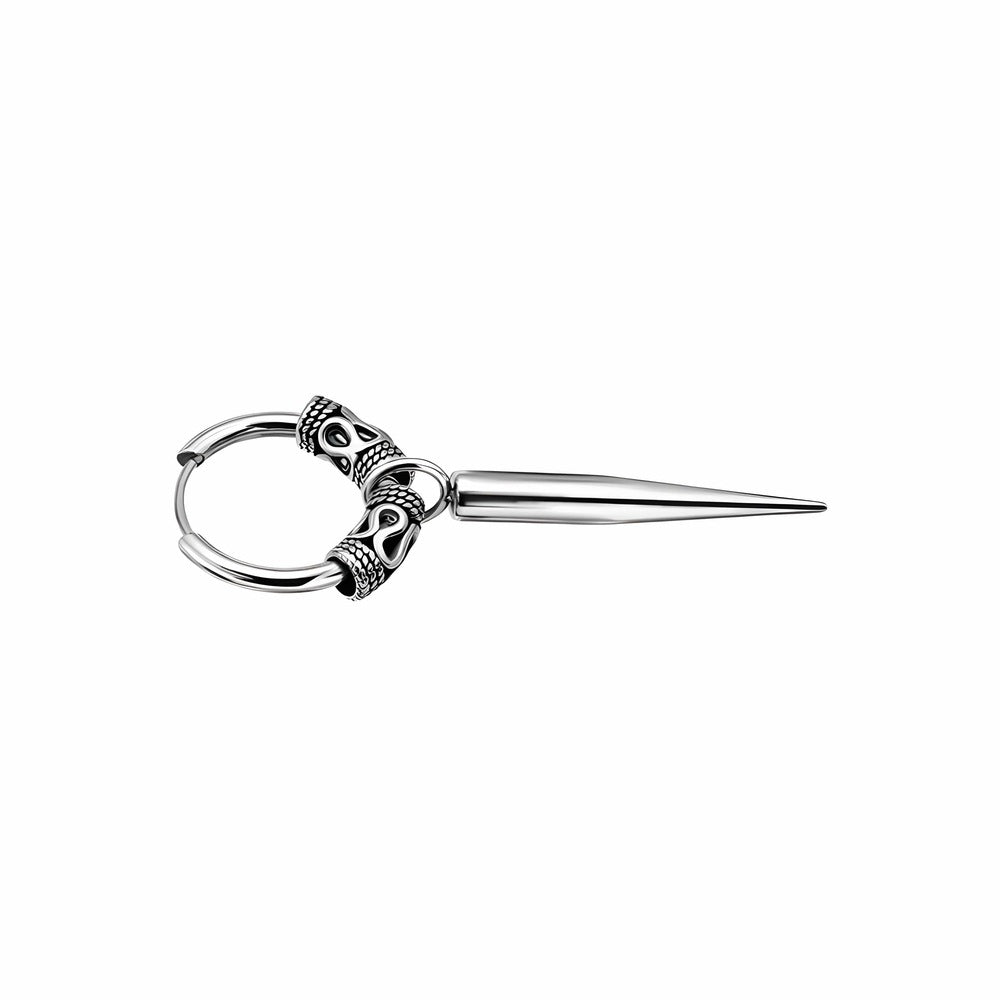 THE MEN THING Earring SILVER LOKI’S FANG - 14mm Pure Titanium Steel Hoop Earrings for Men & Boys (2pcs)