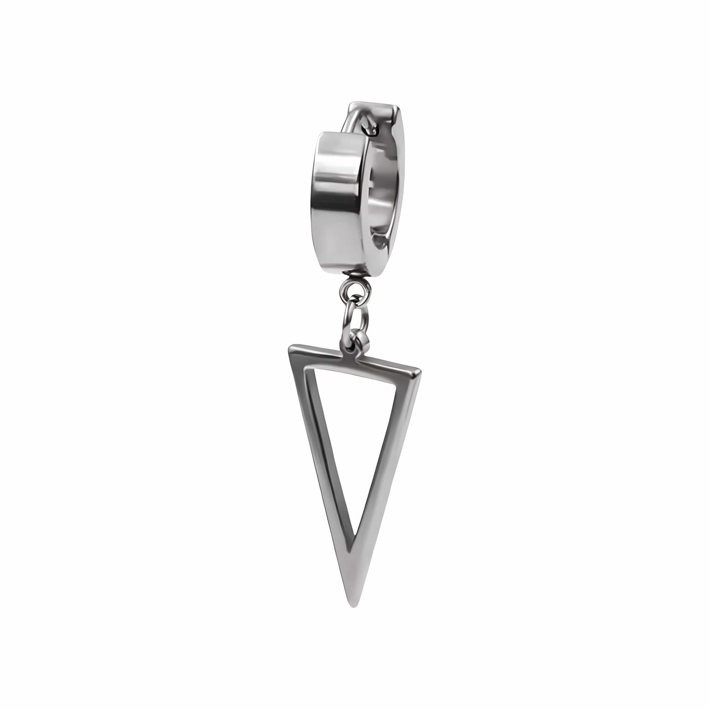 THE MEN THING Earring SILVER TRIAD EDGE - 4.9mm Pure Titanium Steel Hoop Earrings for Men & Boys (2pcs)