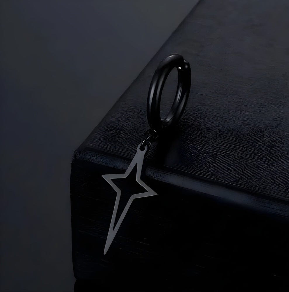 THE MEN THING Earring STELLAR NOIR BLACK - Pure Titanium Steel Hoop Earrings for Men & Boys (2pcs)