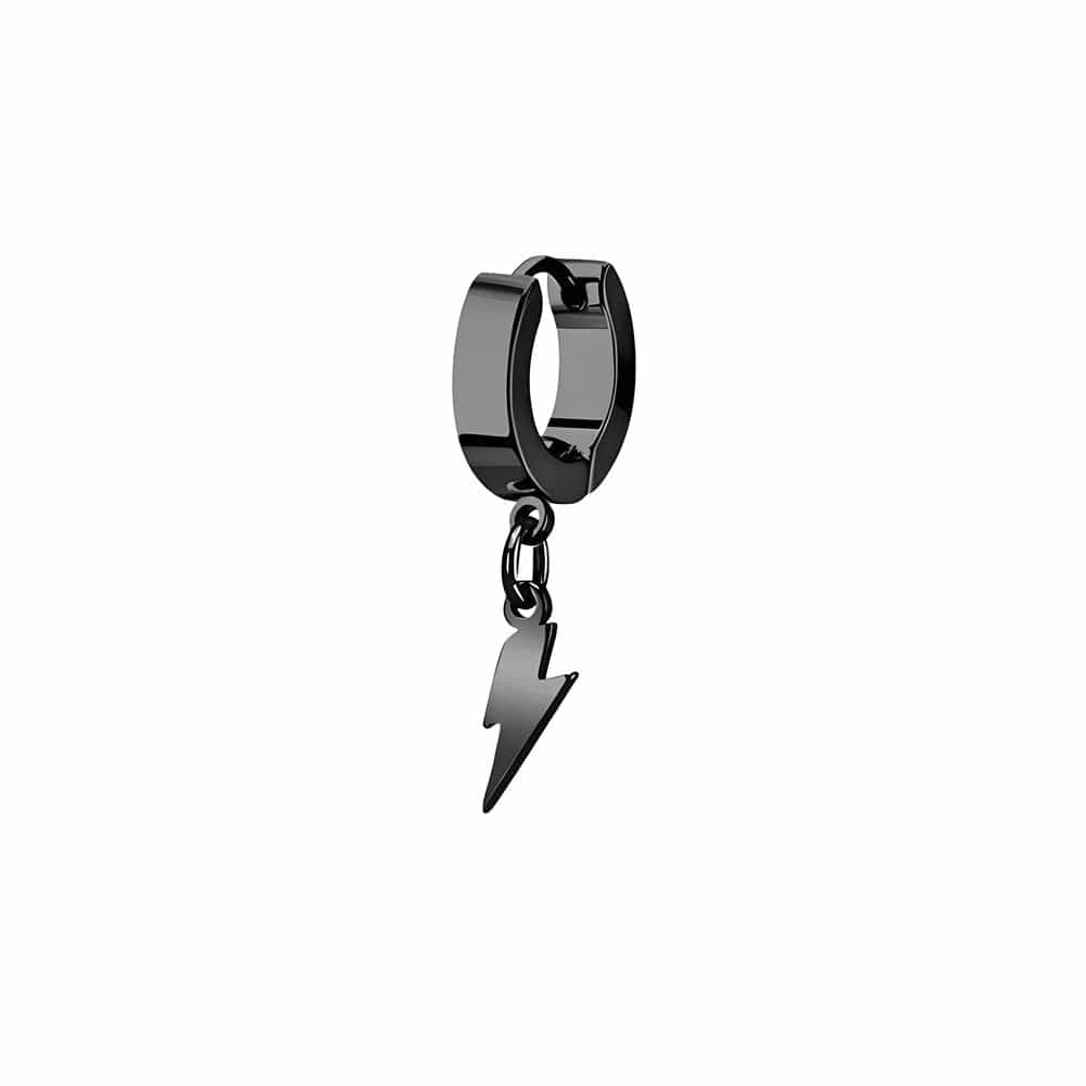 THE MEN THING Earring STORM LINK BLACK - Pure Titanium Steel Hoop Earrings for Men & Boys (2pcs)