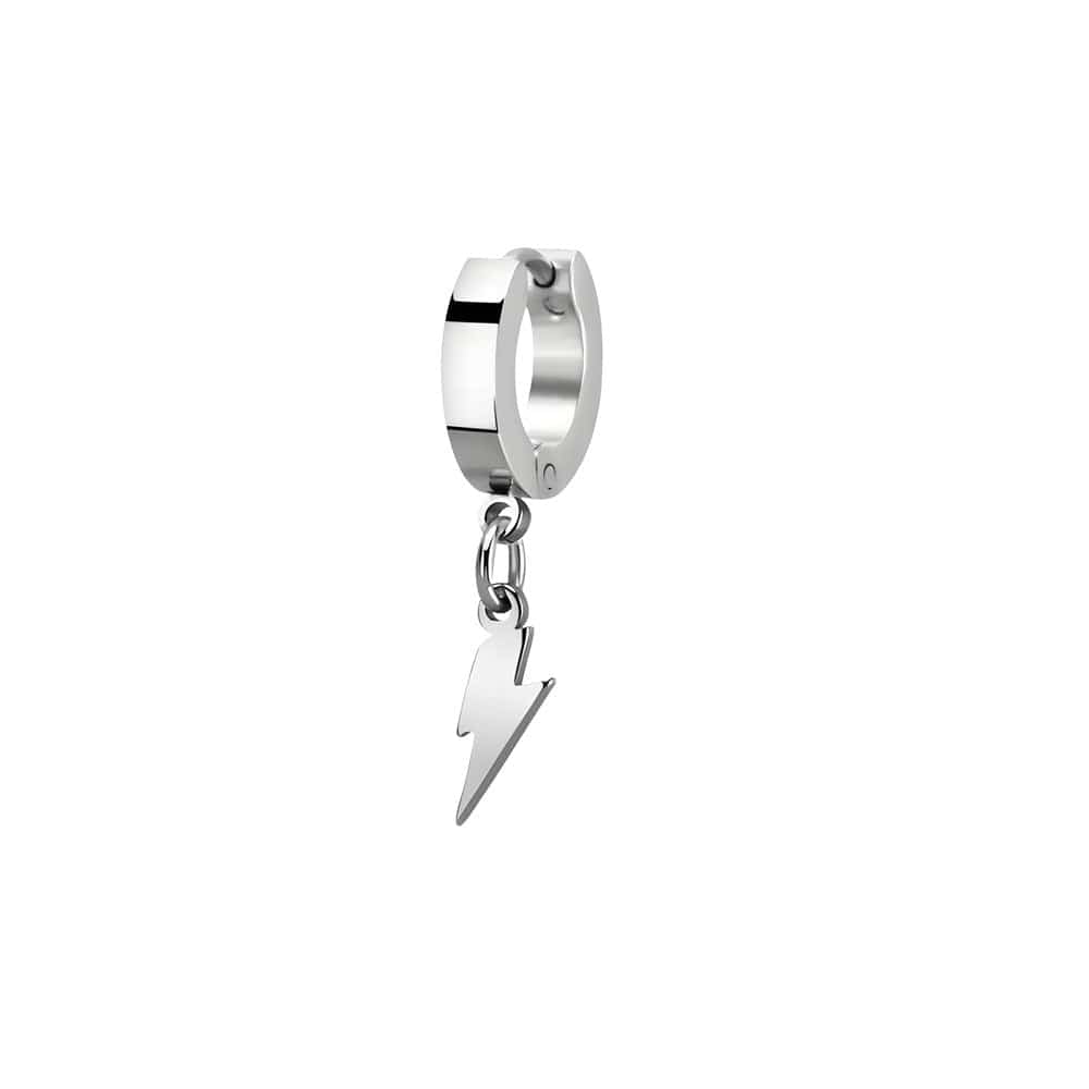 THE MEN THING Earring STORM LINK SILVER - Pure Titanium Steel Hoop Earrings for Men & Boys (2pcs)