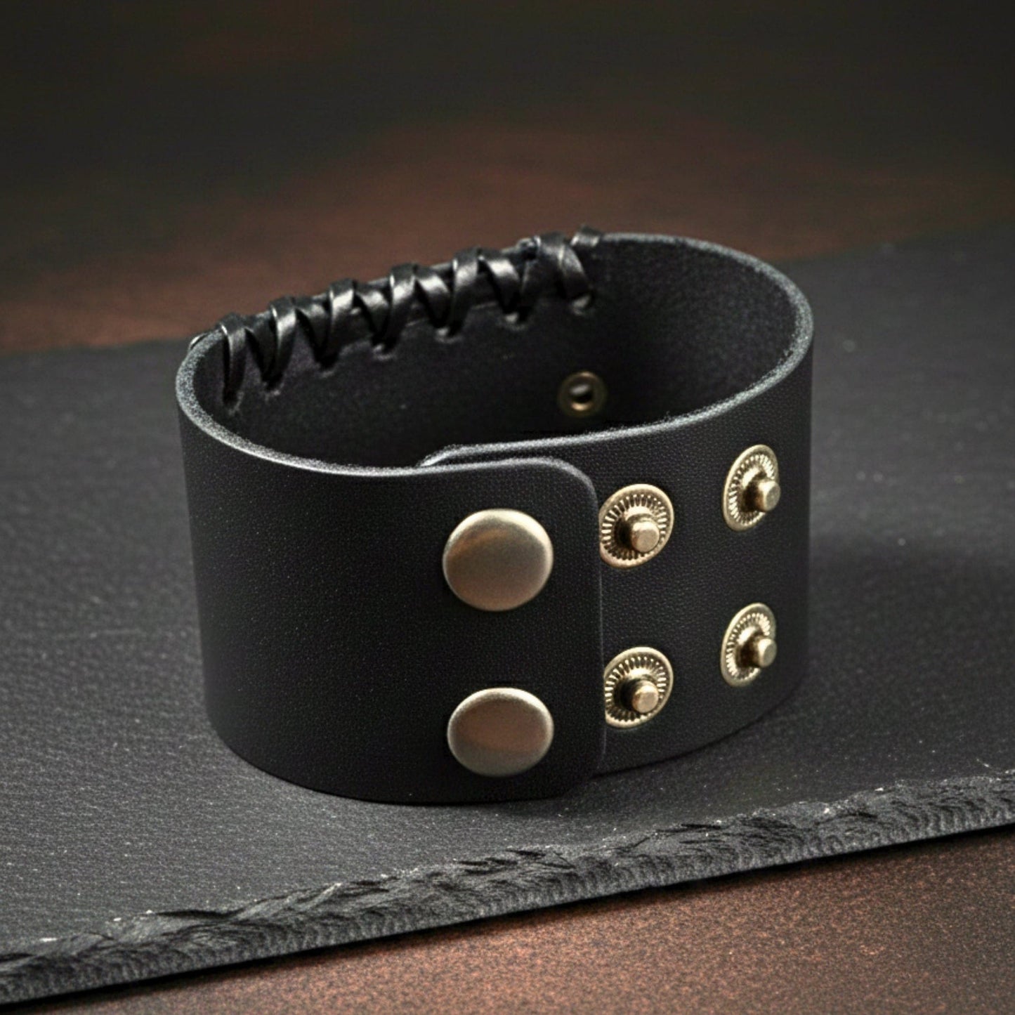 THE MEN THING Leather Bracelet CRUSADER CROSS - 45mm Genuine Leather Adjustable Bracelet for Men & Boys (9 inch)