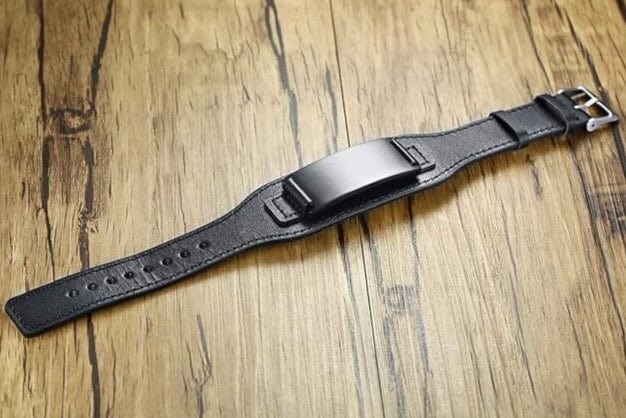 THE MEN THING Leather Bracelet DARKMATTER STRAP BLACK - Genuine Braided Leather Bracelet Set for Men & Boys (8 inch)