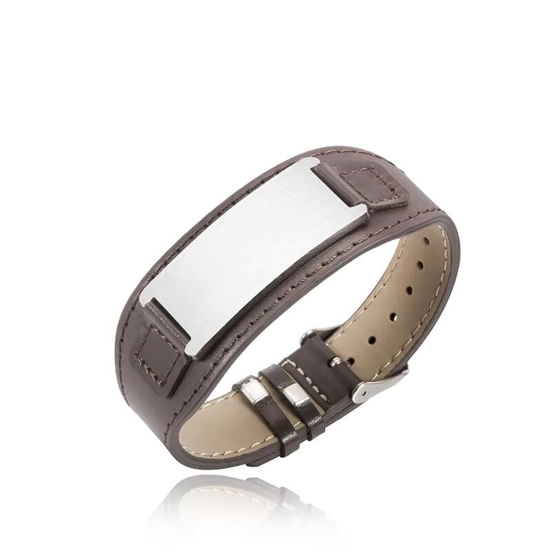 THE MEN THING Leather Bracelet DARKMATTER STRAP SILVER - Genuine Braided Leather Bracelet Set for Men & Boys (8 inch)