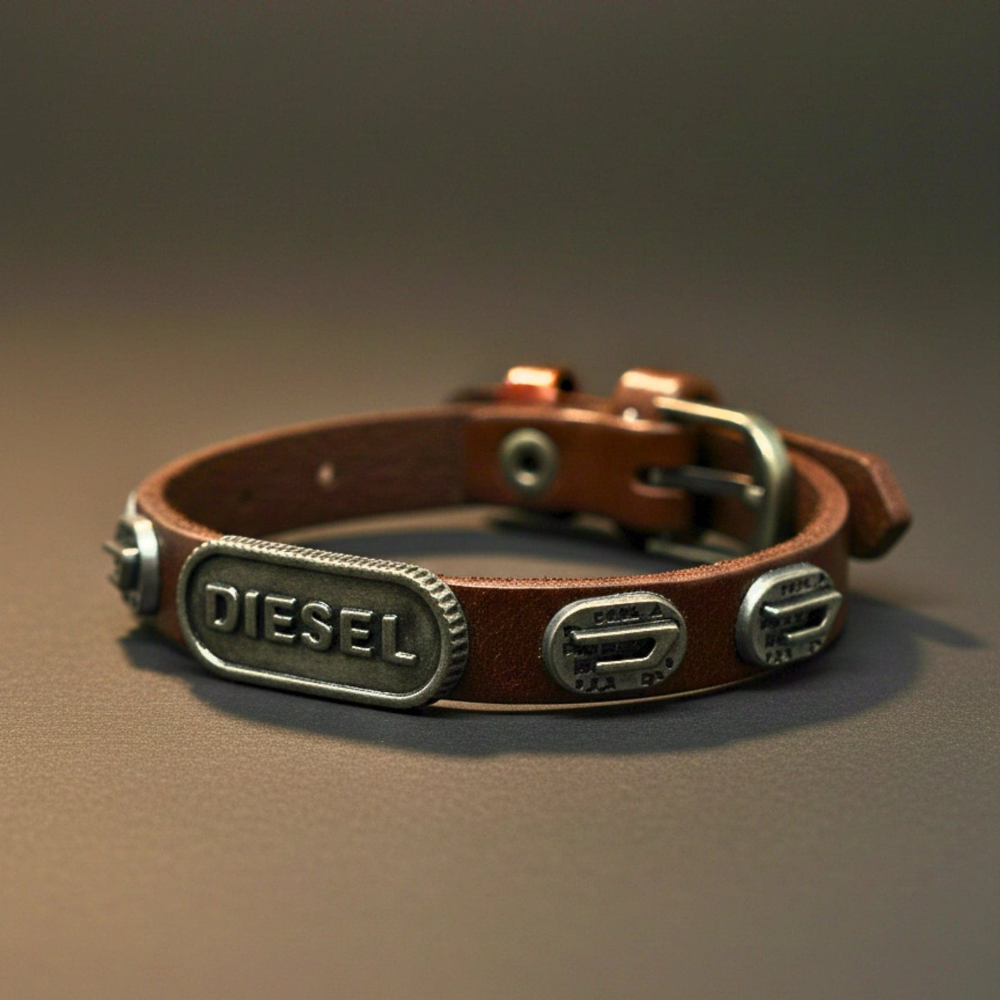 THE MEN THING Leather Bracelet DIESEL RETRO - 10mm Brown Genuine Leather Adjustable Bracelet for Men & Boys (9.8 inch)