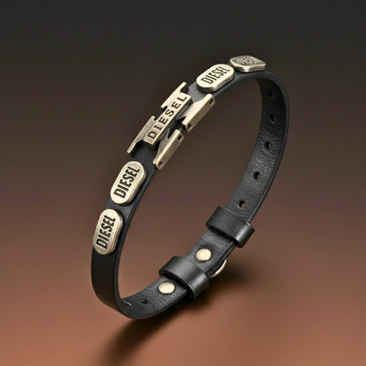 THE MEN THING Leather Bracelet DIESEL VALOR - 14mm Black Genuine Leather Adjustable Bracelet for Men & Boys (9.8 inch)